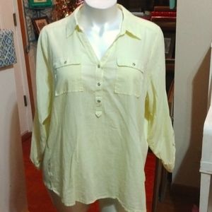 Women's Light Yellow Button-Up Top